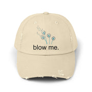 "Blow Me" Dandelion Cap — Distressed Baseball Hat