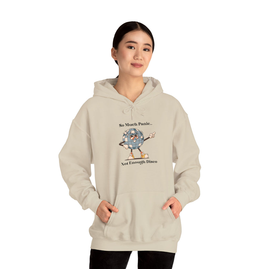 Retro Hoodie "Too Much Panic, Not Enough Disco" Hooded Sweatshirt