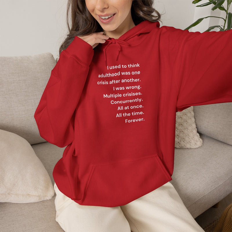 Graphic Text Hoodie — 'Adulthood' Hooded Sweatshirt