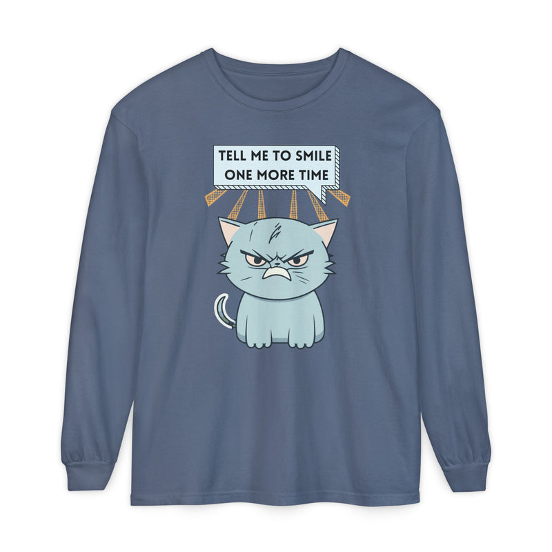 Grumpy Cat "Tell Me To Smile One More Time" Long Sleeve Tee