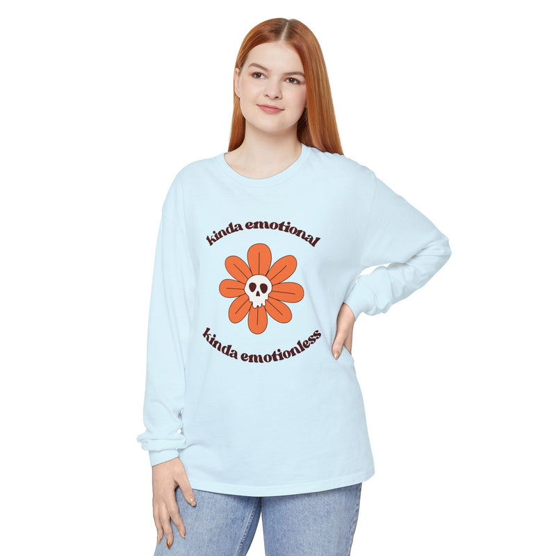 Daisy Skull T-Shirt "Kinda Emotional Kinda Emotionless" Long Sleeve Tee