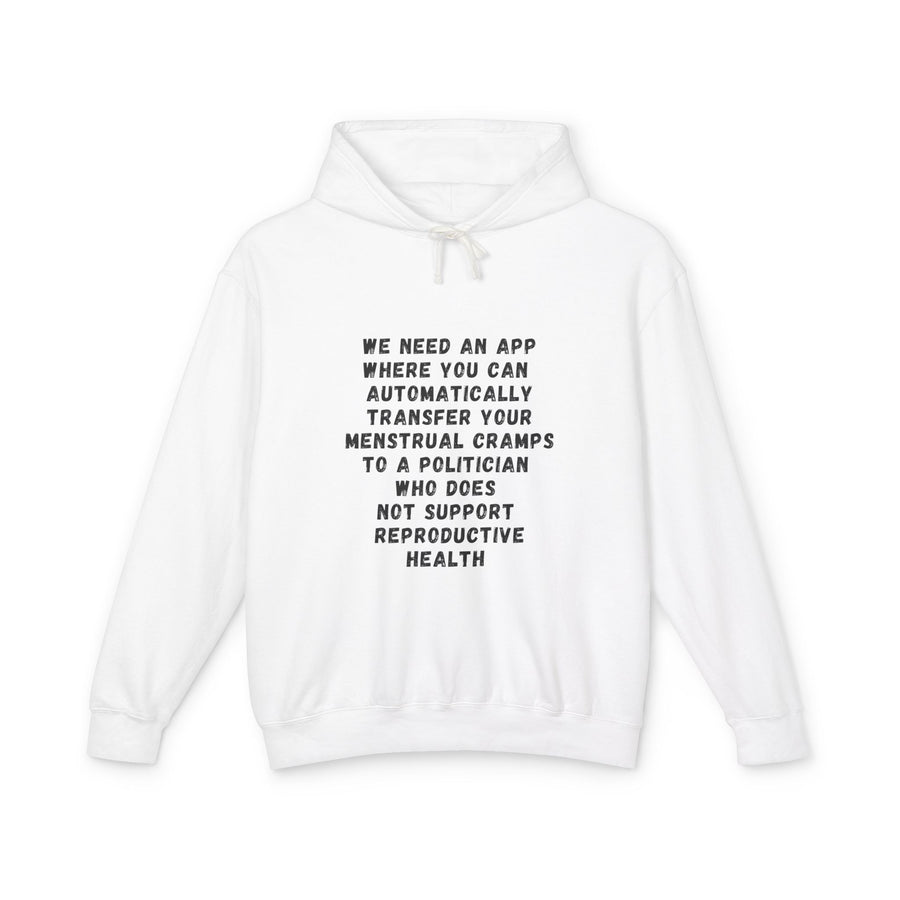 Transfer Menstrual Cramps - Unisex Lightweight Hooded Sweatshirt