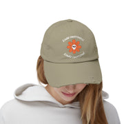 Kinda Emotionless Kinda Emotional Distressed Cap — Floral Skull Baseball Hat