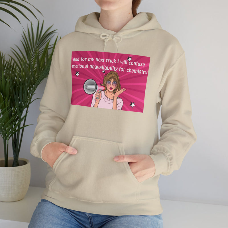 Graphic Hoodie — Retro Pop Art "Emotional Unavailability" Hooded Sweatshirt