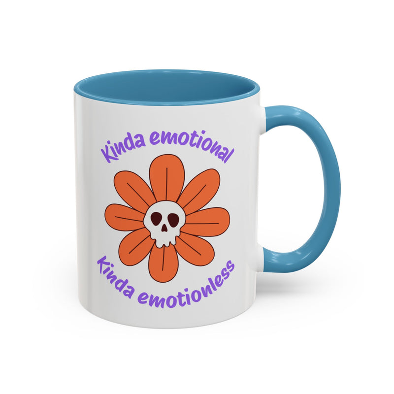 Coffee or Tea Mug — "Kinda Emotional, Kinda Emotionless" Floral Skull Accent Mug