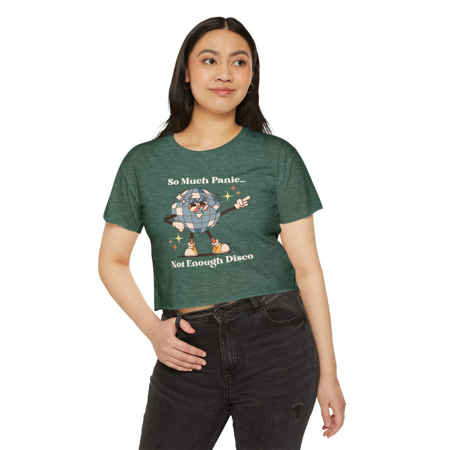 Festival Crop Top T-shirt— “So Much Panic… Not Enough Disco” Graphic Tee