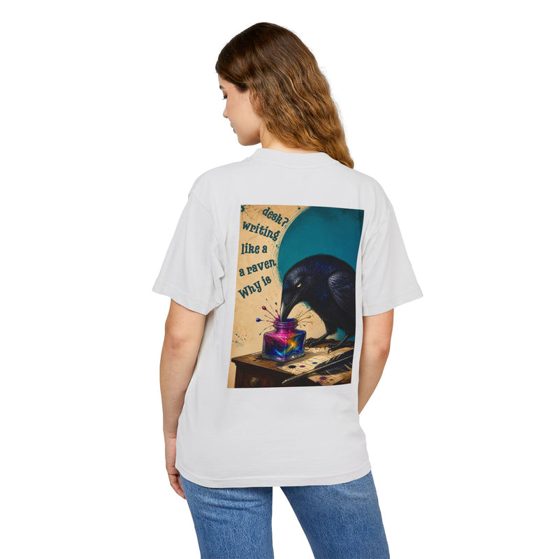 Wonderland Lane Seven Garment Dyed Urban Heavy Graphic Tee – “Why is a Raven Like a Writing Desk"