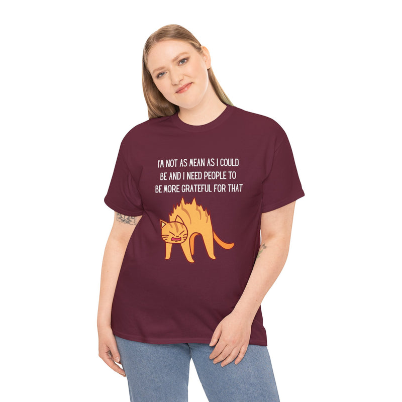 Sassy Cat Attitude T-Shirt — "I’m Not As Mean As I Could Be" Graphic Tee