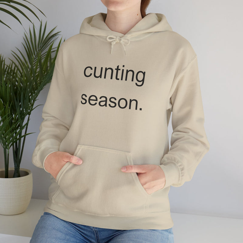 Bold Empowering Statement "cunting season." Hoodie — Minimalist Slogan Hooded Sweatshirt