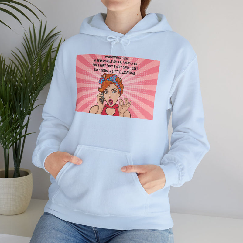 Retro Pop Art Hooded Sweatshirt — "Responsible Adult..." Graphic Hoodie