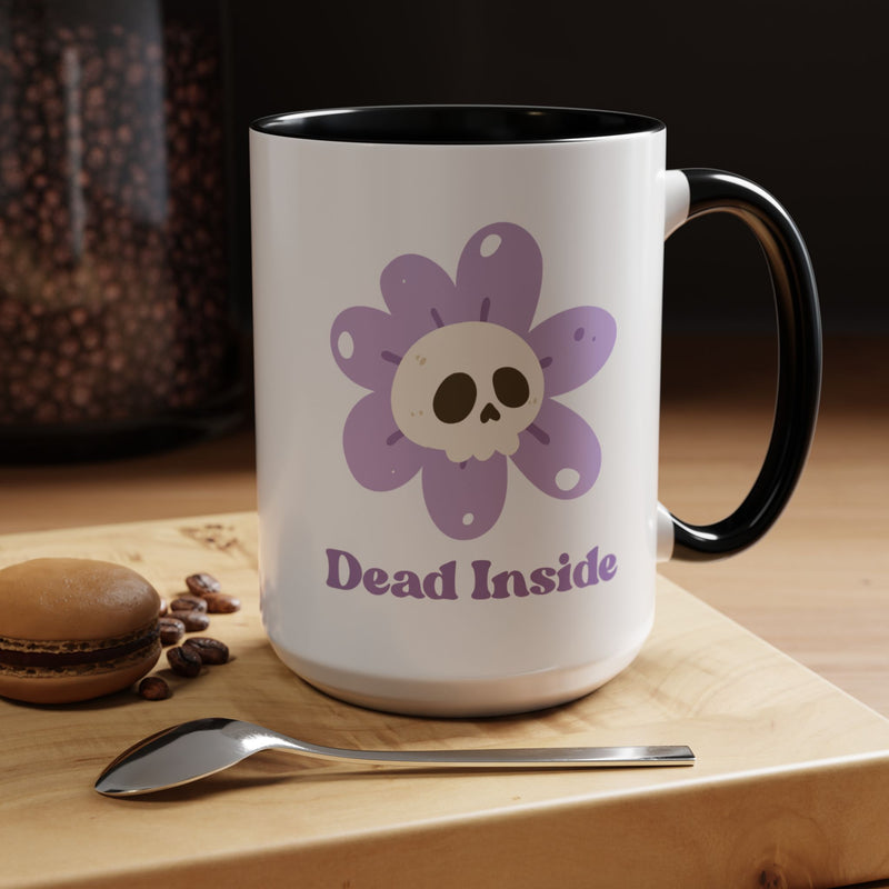 Coffee or Tea Mug — "Dead Inside" Floral Skull Accent Mug