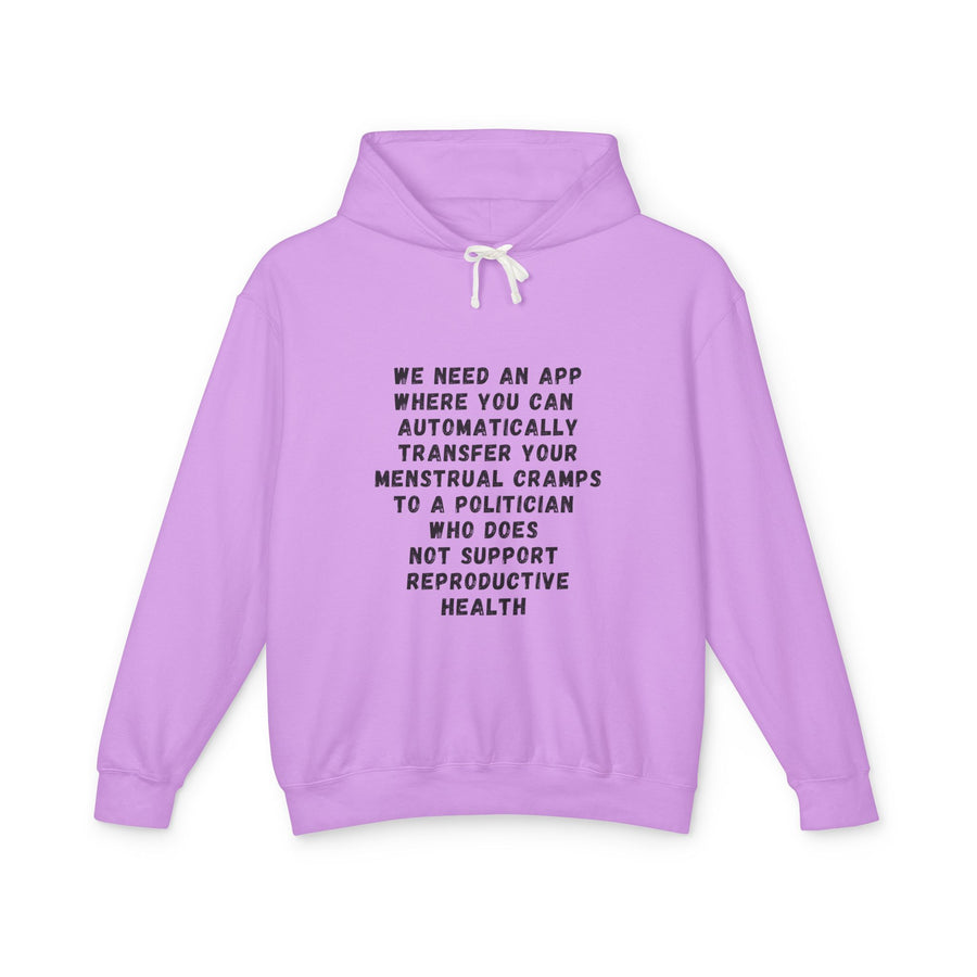 Transfer Menstrual Cramps - Unisex Lightweight Hooded Sweatshirt