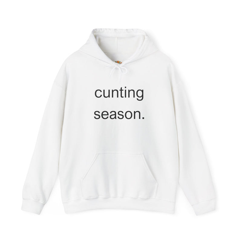 Bold Empowering Statement "cunting season." Hoodie — Minimalist Slogan Hooded Sweatshirt