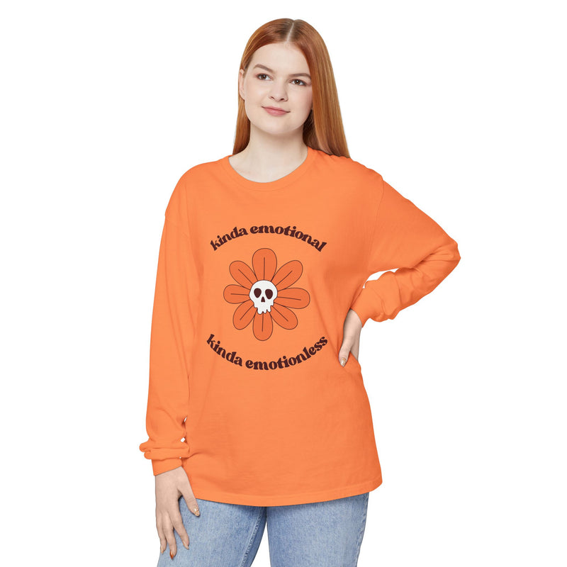 Daisy Skull T-Shirt "Kinda Emotional Kinda Emotionless" Long Sleeve Tee