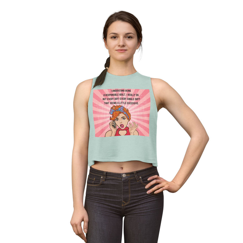 Crop Top - Retro Pop Art "I Understand Being A Responsible Adult..." Graphic Tank