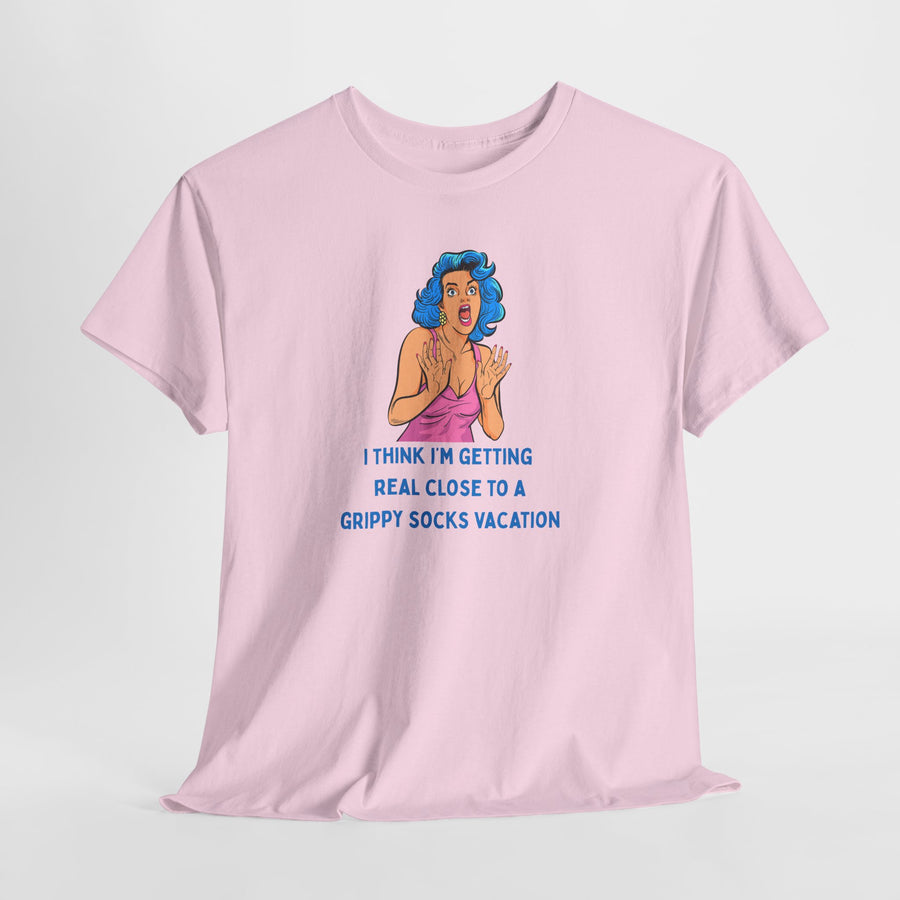 Pop Art Tee - "Grippy Socks Vacation" Mental Health Awareness Graphic T-Shirt