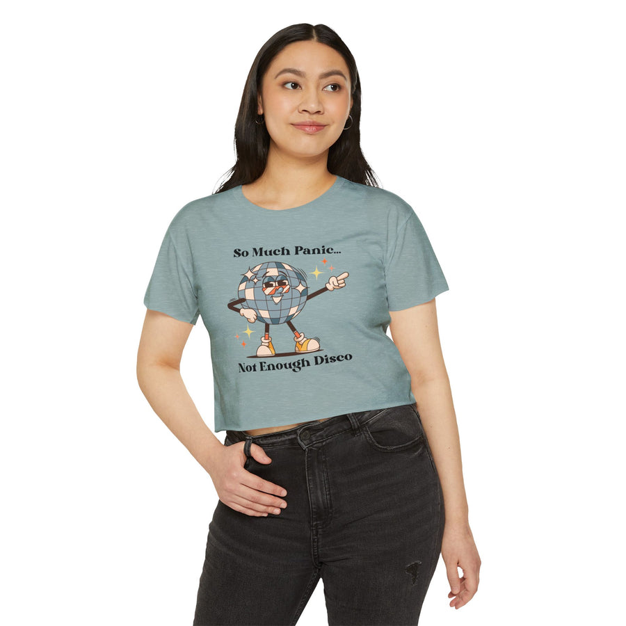 Festival Crop Top T-shirt— “So Much Panic… Not Enough Disco” Graphic Tee