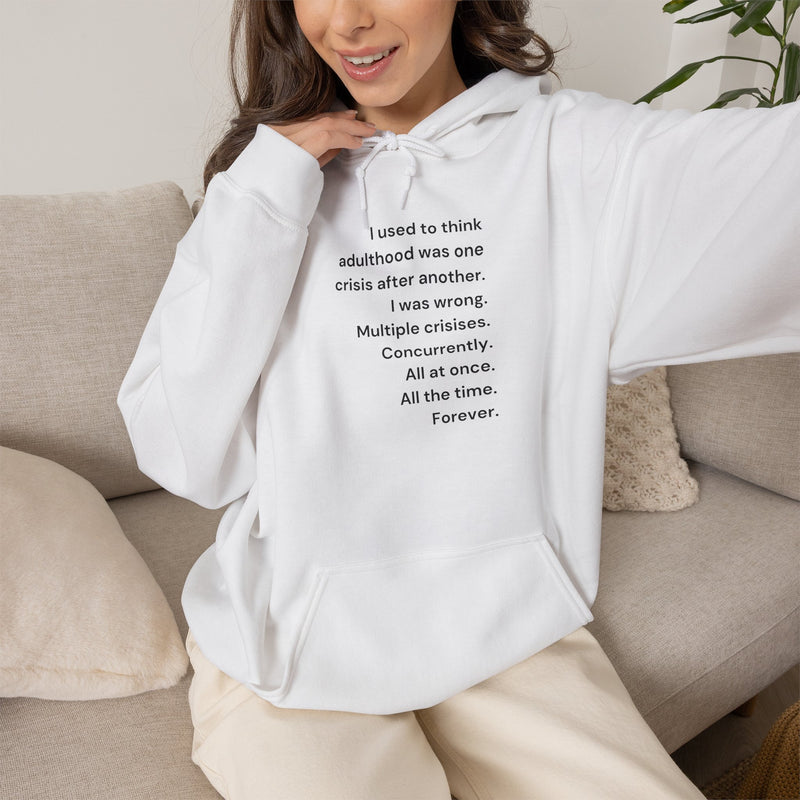 Graphic Text Hoodie — 'Adulthood' Hooded Sweatshirt