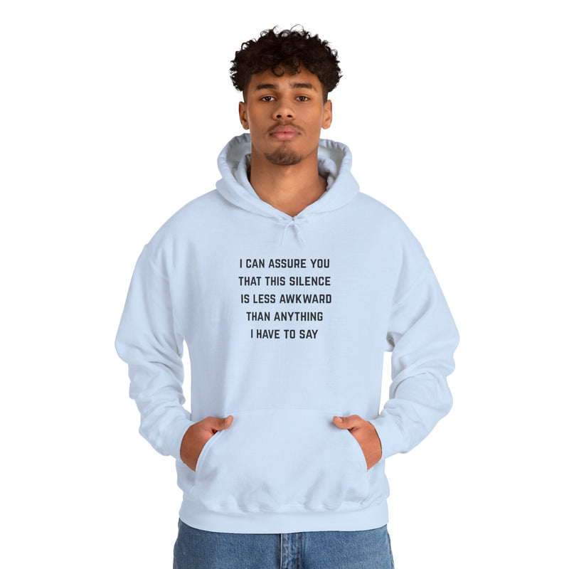 "Awkward Silence" Hoodie - Unisex Heavy Blend™ Minimalist Graphic Text Hooded Sweatshirt