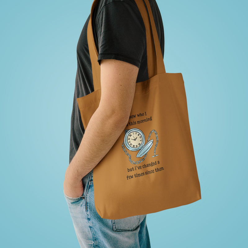 Wonderland Large Cotton Canvas Tote Bag “I Knew Who I Was This Morning But I’ve Changed A Few Times Since Then”