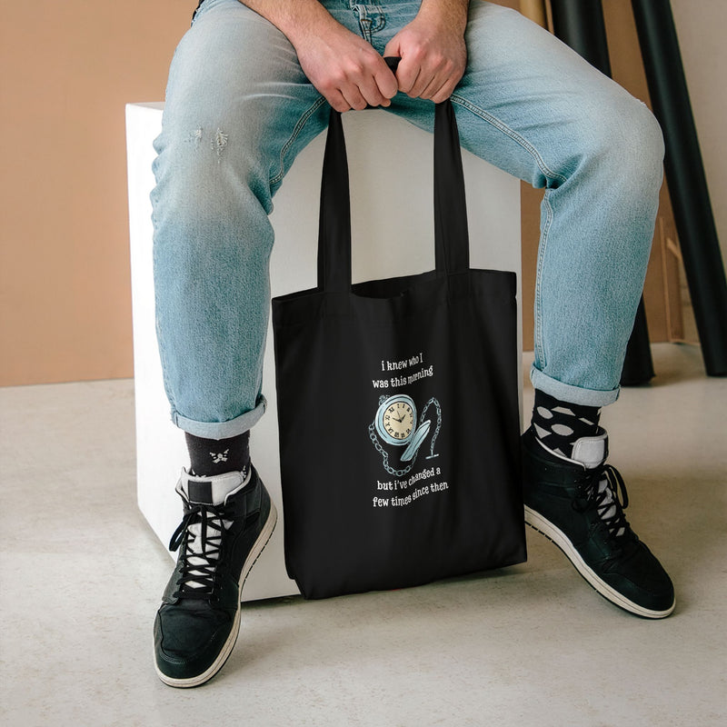 Wonderland Large Cotton Canvas Tote Bag “I Knew Who I Was This Morning But I’ve Changed A Few Times Since Then”