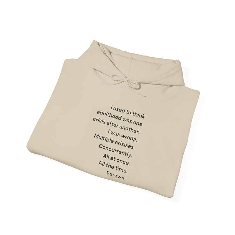 Graphic Text Hoodie — 'Adulthood' Hooded Sweatshirt